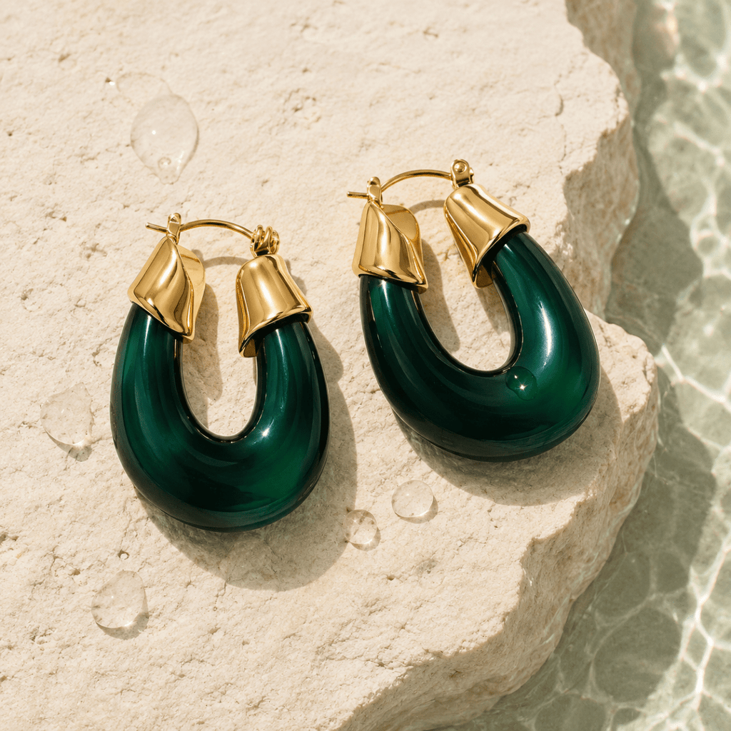 Thalia Sculpted Enamel Hoop Earrings - Luzy Jewels