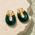 Thalia Sculpted Enamel Hoop Earrings - Luzy Jewels