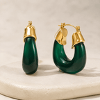 Thalia Sculpted Enamel Hoop Earrings - Luzy Jewels