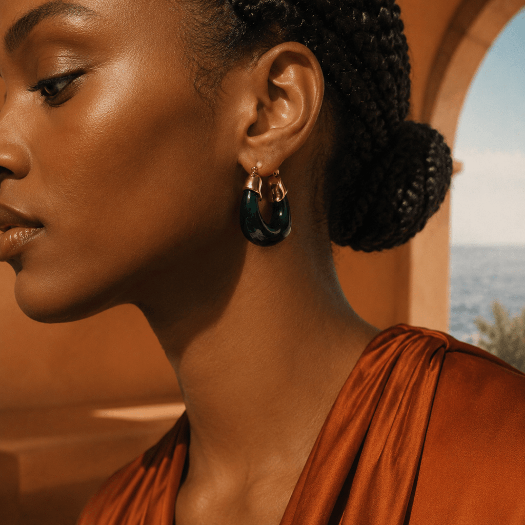 Thalia Sculpted Enamel Hoop Earrings - Luzy Jewels