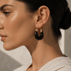 Thalia Sculpted Enamel Hoop Earrings - Luzy Jewels