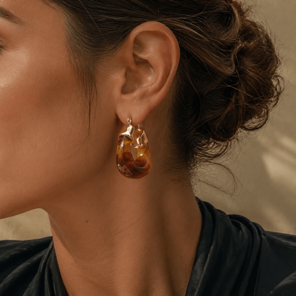 Thalia Sculpted Enamel Hoop Earrings - Luzy Jewels