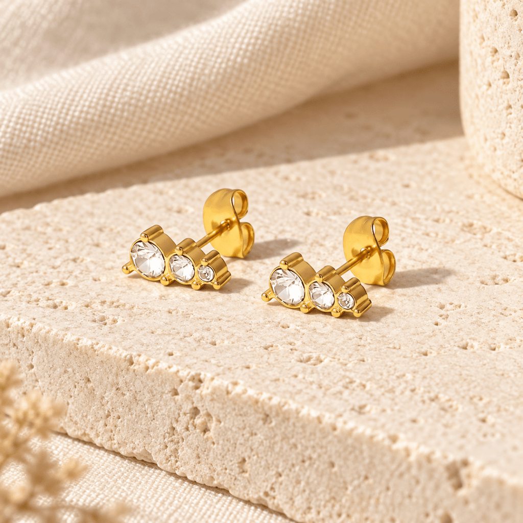 Trelisse Graduated Trio Stud Earrings - Luzy Jewels