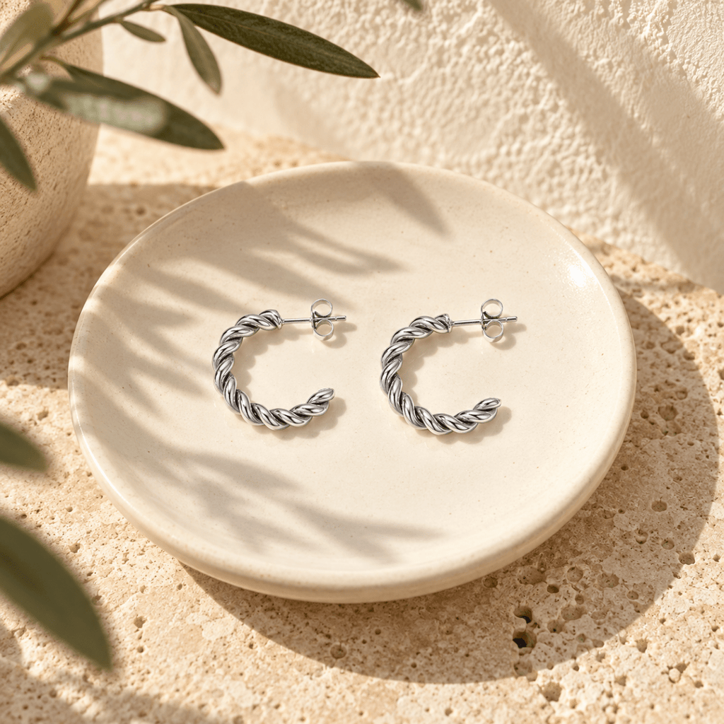 Tressia Rope Twist Hoop Earrings - Luzy Jewels