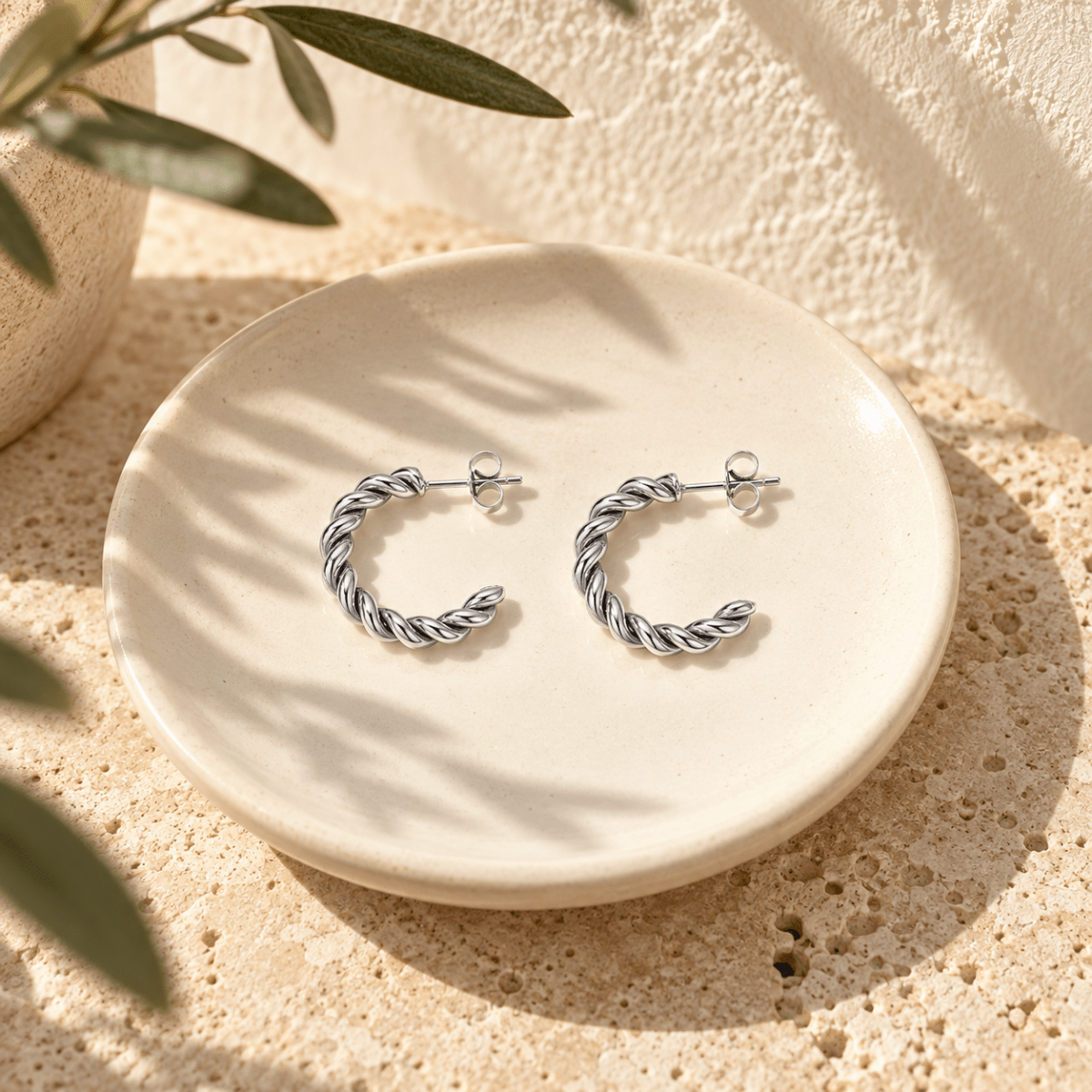 Tressia Rope Twist Hoop Earrings - Luzy Jewels