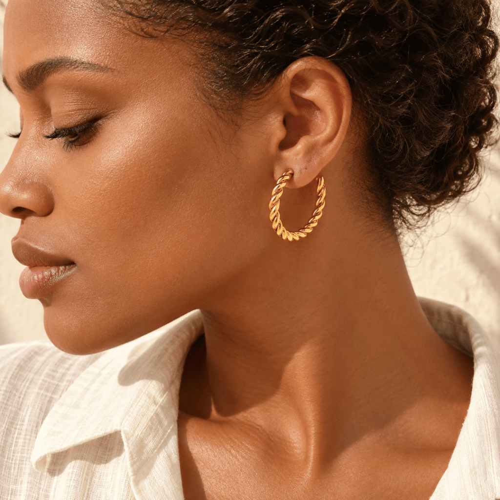 Tressia Rope Twist Hoop Earrings - Luzy Jewels