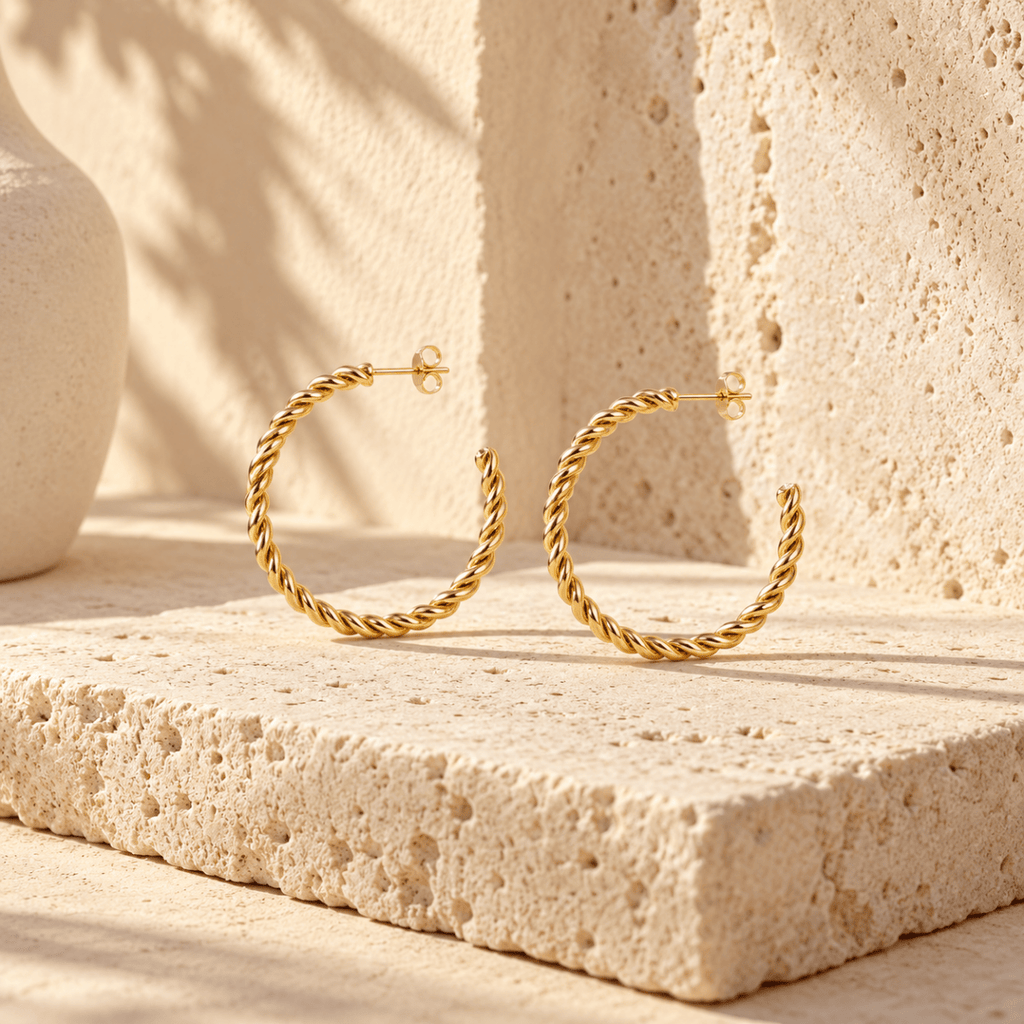 Tressia Rope Twist Hoop Earrings - Luzy Jewels
