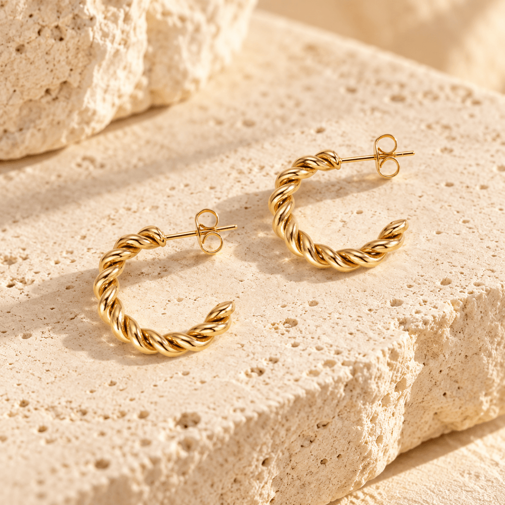 Tressia Rope Twist Hoop Earrings - Luzy Jewels