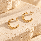 Tressia Rope Twist Hoop Earrings - Luzy Jewels