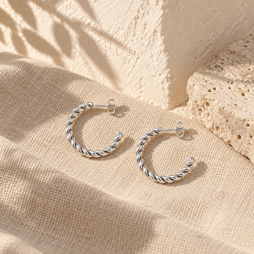 Tressia Rope Twist Hoop Earrings - Luzy Jewels