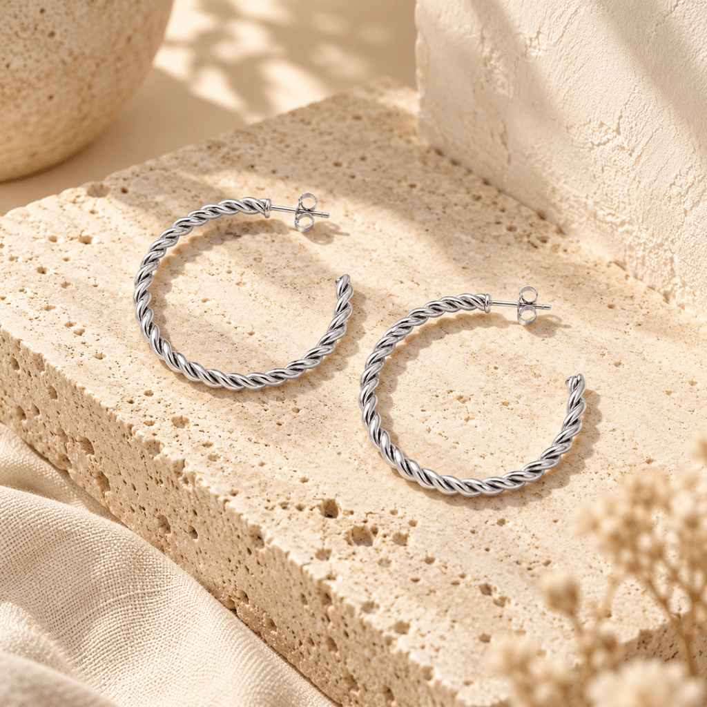 Tressia Rope Twist Hoop Earrings - Luzy Jewels