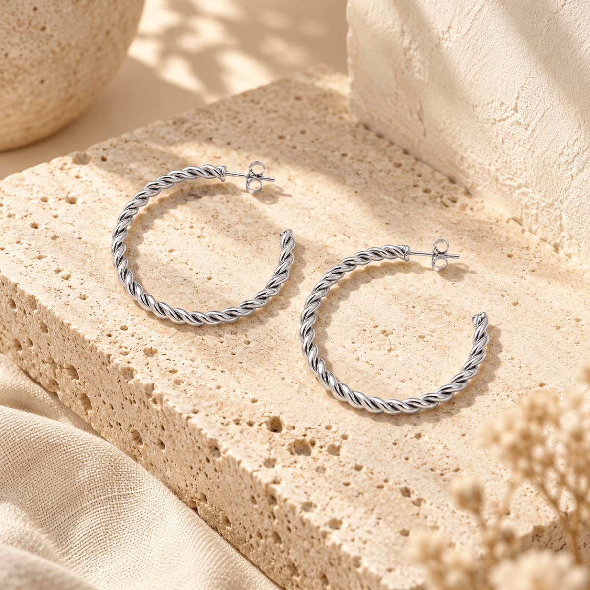 Tressia Rope Twist Hoop Earrings - Luzy Jewels