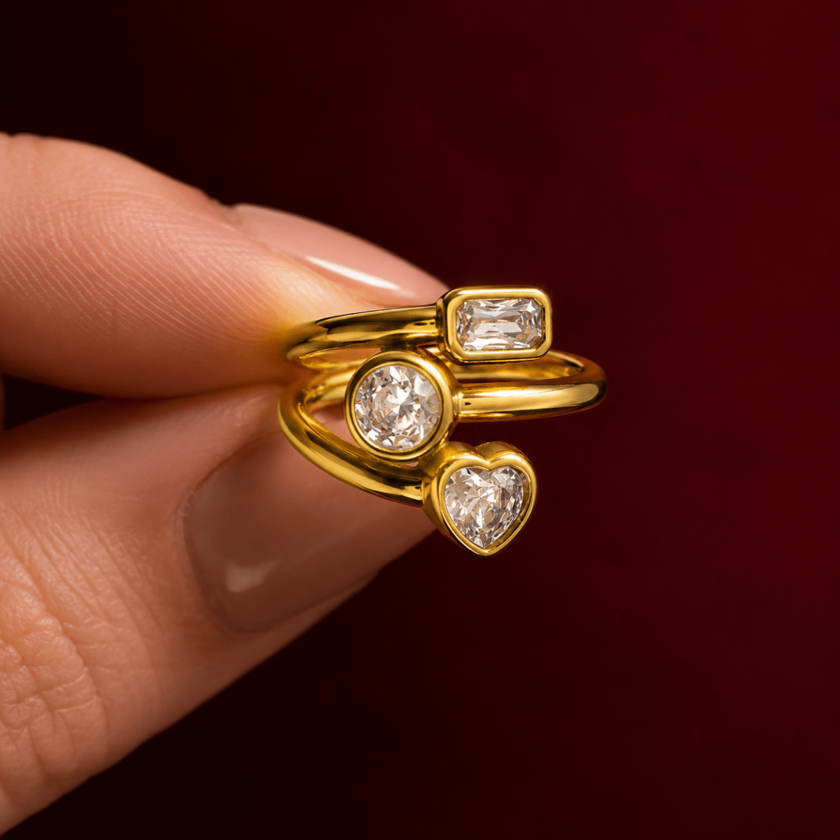 Trielle Mixed-Cut Open Ring - Luzy Jewels