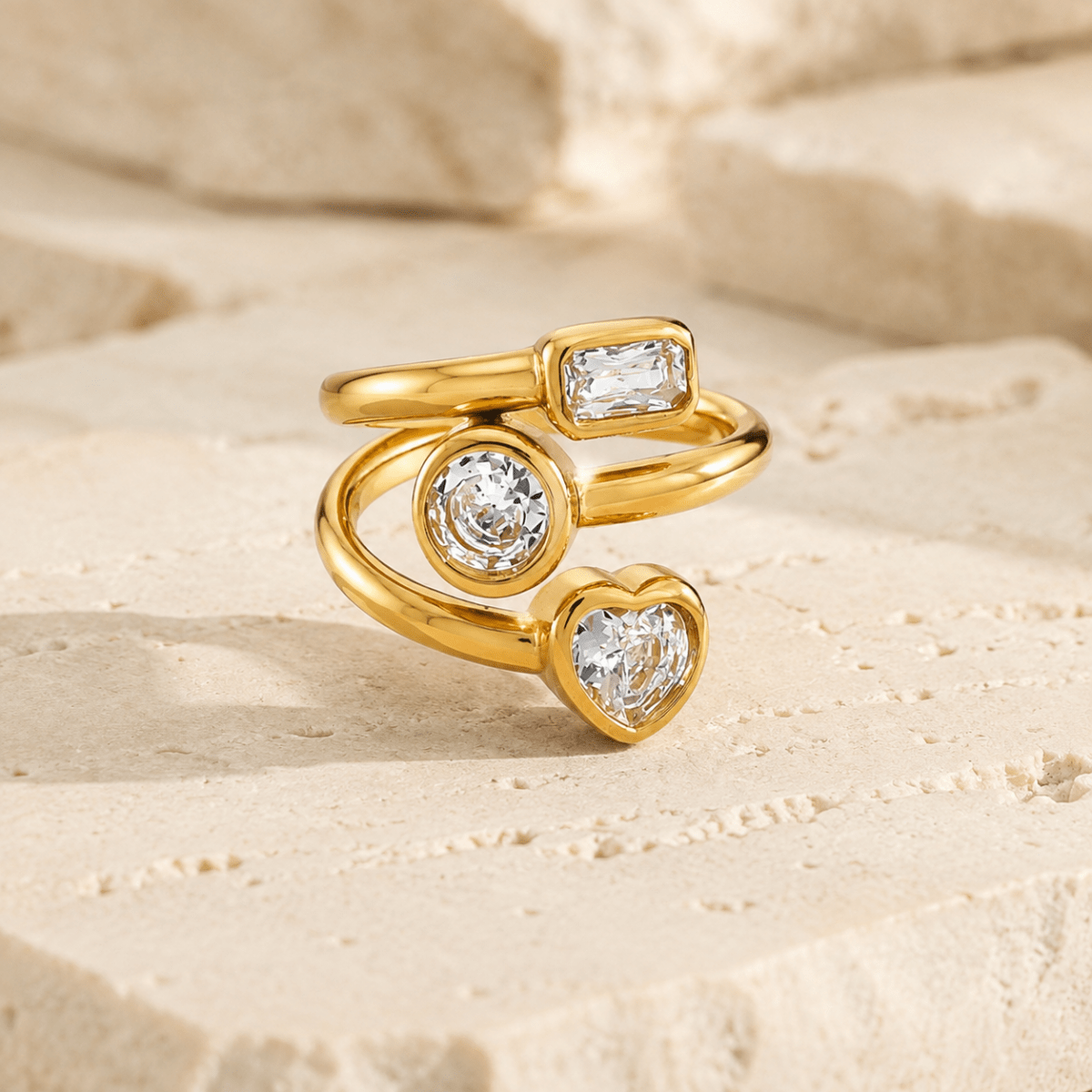 Trielle Mixed-Cut Open Ring - Luzy Jewels