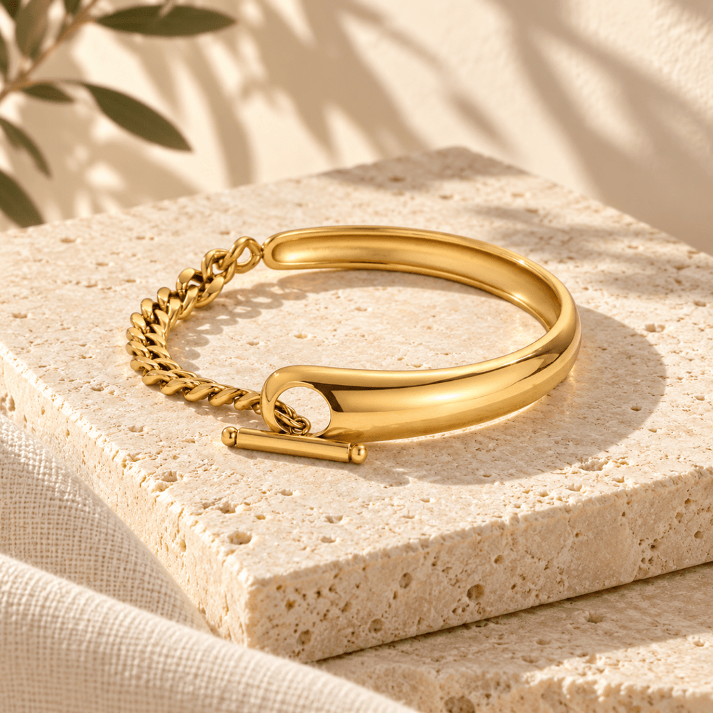 Varenna Chain Toggle Cuff Bracelet - Luzy Jewels