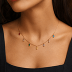 Venezia Rainbow Baguette Drop Necklace - Luzy Jewels