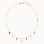 Venezia Rainbow Baguette Drop Necklace - Luzy Jewels