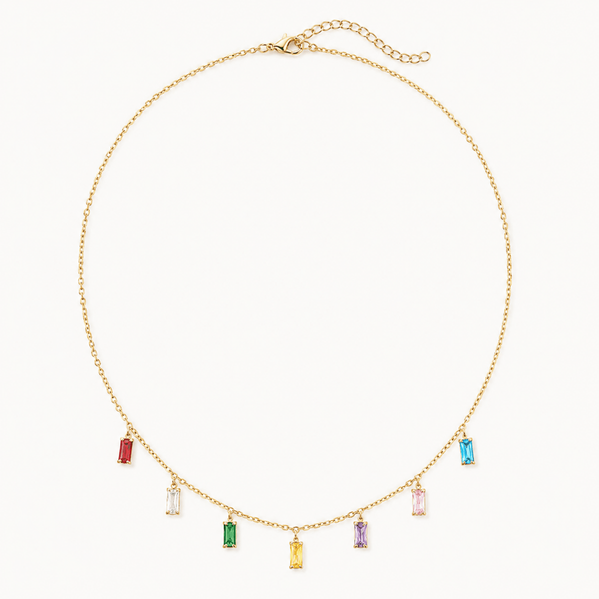 Venezia Rainbow Baguette Drop Necklace - Luzy Jewels