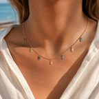 Venezia Rainbow Baguette Drop Necklace - Luzy Jewels