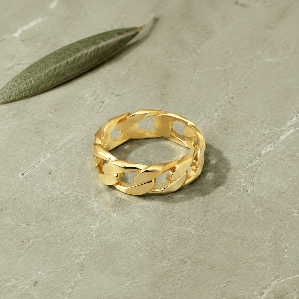 Virelia Polished Curb-Link Band Ring - Luzy Jewels