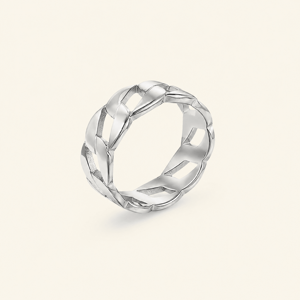 Virelia Polished Curb-Link Band Ring - Luzy Jewels