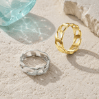 Virelia Polished Curb-Link Band Ring - Luzy Jewels