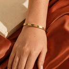 Vireya Green Baguette Hinged Bangle - Luzy Jewels