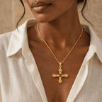 Zahara Ornate Cross Necklace - Luzy Jewels