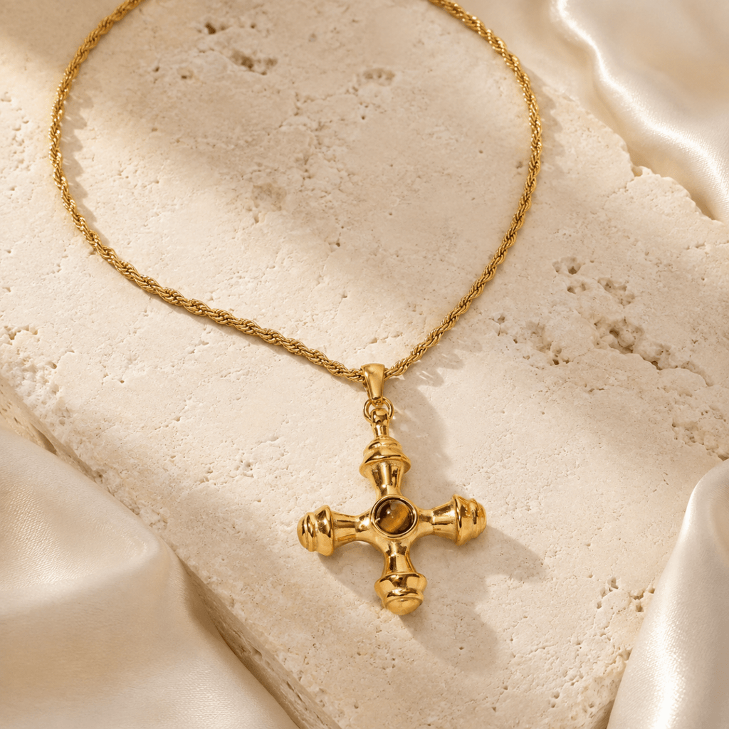 Zahara Ornate Cross Necklace - Luzy Jewels