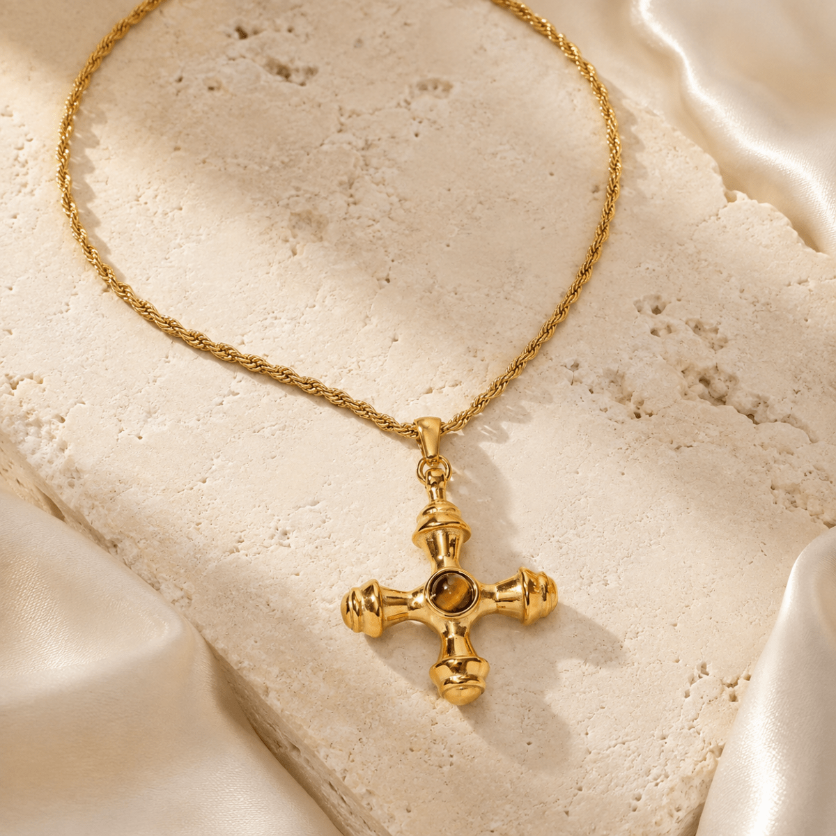 Zahara Ornate Cross Necklace - Luzy Jewels