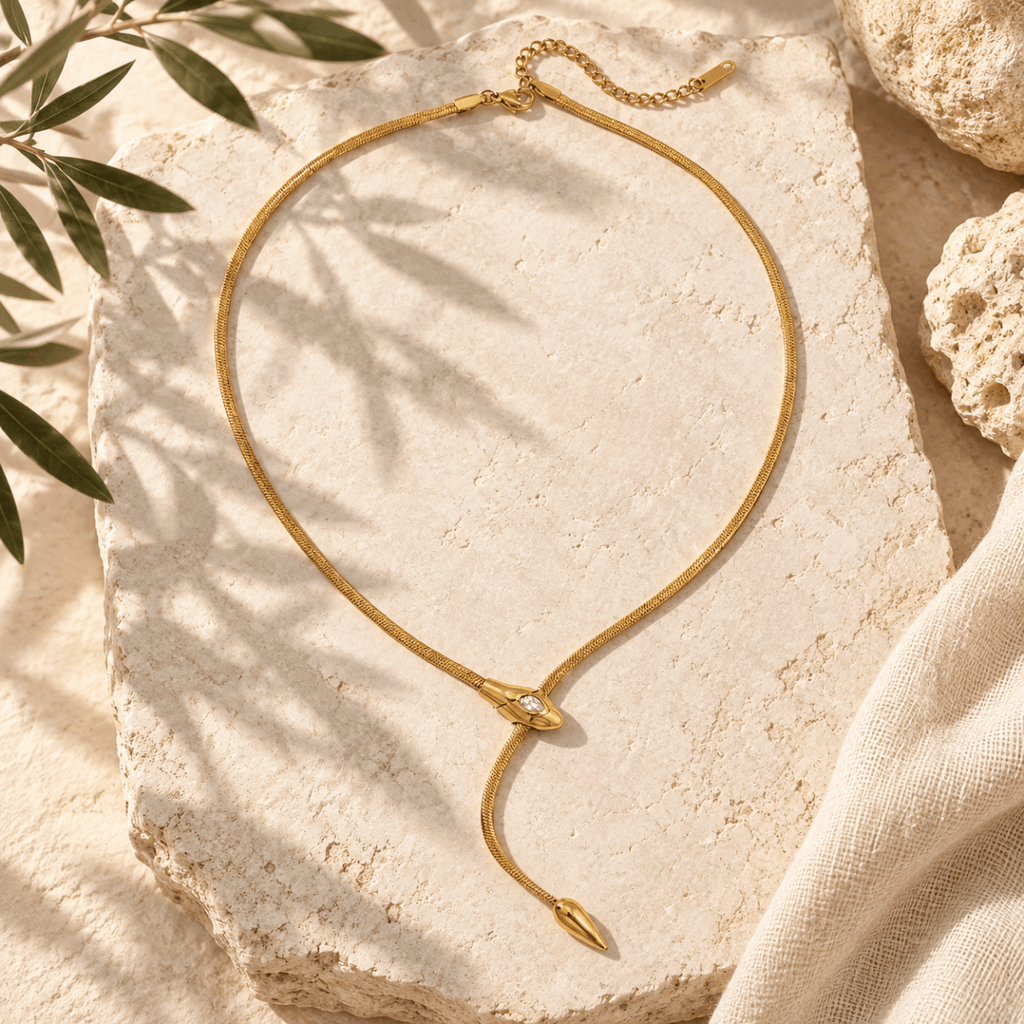Zerina Serpentine Lariat Necklace - Luzy Jewels